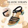 imageLittleplum Womens Sandals Arch Support Summer Flat Gladiator Sandals Comfortable Beach Dressy Slides for WomenUrban Black