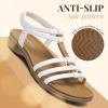 imageLittleplum Womens Sandals Arch Support Summer Flat Gladiator Sandals Comfortable Beach Dressy Slides for WomenUrban White