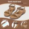 imageLittleplum Womens Sandals Comfort Arch Support Sandals Summer Walking Shoes Casual Ankle Elastic Flip Flops SandalsVintage Apricot