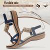 imageLittleplum Womens Sandals Comfort Arch Support Sandals Summer Walking Shoes Casual Ankle Elastic Flip Flops SandalsVintage Blue