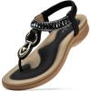 imageLittleplum Womens Sandals Comfort Arch Support Sandals Summer Walking Shoes Casual Ankle Elastic Flip Flops SandalsRetro Black
