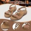 imageLittleplum Women Sandals Arch Support Handmade Bohemian Braided Flat Sandals Comfort Walking Beach Ankle Elastic Summer ShoesFashion Apricot