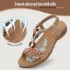imageLittleplum Women Sandals Arch Support Handmade Bohemian Braided Flat Sandals Comfort Walking Beach Ankle Elastic Summer ShoesFashion Apricot
