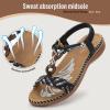 imageLittleplum Women Sandals Arch Support Handmade Bohemian Braided Flat Sandals Comfort Walking Beach Ankle Elastic Summer ShoesFashion Black