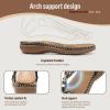 imageLittleplum Women Sandals Arch Support Handmade Bohemian Braided Flat Sandals Comfort Walking Beach Ankle Elastic Summer ShoesFashion Black