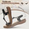 imageLittleplum Women Sandals Arch Support Handmade Bohemian Braided Flat Sandals Comfort Walking Beach Ankle Elastic Summer ShoesFashion Black