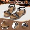 imageLittleplum Women Sandals Arch Support Handmade Bohemian Braided Flat Sandals Comfort Walking Beach Ankle Elastic Summer ShoesFashion Black