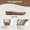 imageLittleplum Women Sandals Arch Support Handmade Bohemian Braided Flat Sandals Comfort Walking Beach Ankle Elastic Summer ShoesFashion Blue