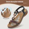 imageLittleplum Women Sandals Arch Support Handmade Bohemian Braided Flat Sandals Comfort Walking Beach Ankle Elastic Summer ShoesFashion Blue