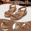 imageLittleplum Women Sandals Arch Support Handmade Bohemian Braided Flat Sandals Comfort Walking Beach Ankle Elastic Summer ShoesFashion Brown