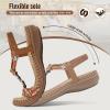 imageLittleplum Women Sandals Arch Support Handmade Bohemian Braided Flat Sandals Comfort Walking Beach Ankle Elastic Summer ShoesFashion Brown