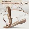 imageLittleplum Women Sandals Arch Support Handmade Bohemian Braided Flat Sandals Comfort Walking Beach Ankle Elastic Summer ShoesFashion White