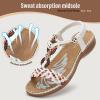 imageLittleplum Women Sandals Arch Support Handmade Bohemian Braided Flat Sandals Comfort Walking Beach Ankle Elastic Summer ShoesFashion White