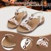 imageLittleplum Women Sandals Arch Support Handmade Bohemian Braided Flat Sandals Comfort Walking Beach Ankle Elastic Summer ShoesFashion White