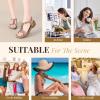 imageLittleplum Women Sandals Arch Support Handmade Bohemian Braided Flat Sandals Comfort Walking Beach Ankle Elastic Summer ShoesRetro Apricot