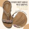 imageLittleplum Women Sandals Arch Support Handmade Bohemian Braided Flat Sandals Comfort Walking Beach Ankle Elastic Summer ShoesRetro Apricot