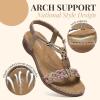 imageLittleplum Women Sandals Arch Support Handmade Bohemian Braided Flat Sandals Comfort Walking Beach Ankle Elastic Summer ShoesRetro Apricot