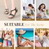 imageLittleplum Women Sandals Arch Support Handmade Bohemian Braided Flat Sandals Comfort Walking Beach Ankle Elastic Summer ShoesRetro Black