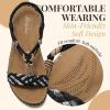 imageLittleplum Women Sandals Arch Support Handmade Bohemian Braided Flat Sandals Comfort Walking Beach Ankle Elastic Summer ShoesRetro Black