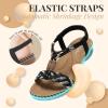 imageLittleplum Women Sandals Arch Support Handmade Bohemian Braided Flat Sandals Comfort Walking Beach Ankle Elastic Summer ShoesRetro Black