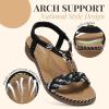 imageLittleplum Women Sandals Arch Support Handmade Bohemian Braided Flat Sandals Comfort Walking Beach Ankle Elastic Summer ShoesRetro Black