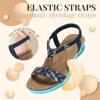 imageLittleplum Women Sandals Arch Support Handmade Bohemian Braided Flat Sandals Comfort Walking Beach Ankle Elastic Summer ShoesRetro Blue