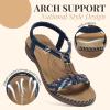 imageLittleplum Women Sandals Arch Support Handmade Bohemian Braided Flat Sandals Comfort Walking Beach Ankle Elastic Summer ShoesRetro Blue
