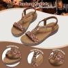 imageLittleplum Women Sandals Arch Support Handmade Bohemian Braided Flat Sandals Comfort Walking Beach Ankle Elastic Summer ShoesRetro Brown