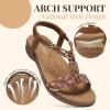 imageLittleplum Women Sandals Arch Support Handmade Bohemian Braided Flat Sandals Comfort Walking Beach Ankle Elastic Summer ShoesRetro Brown