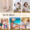 imageLittleplum Women Sandals Arch Support Handmade Bohemian Braided Flat Sandals Comfort Walking Beach Ankle Elastic Summer ShoesRetro White