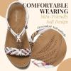 imageLittleplum Women Sandals Arch Support Handmade Bohemian Braided Flat Sandals Comfort Walking Beach Ankle Elastic Summer ShoesRetro White