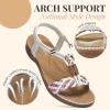 imageLittleplum Women Sandals Arch Support Handmade Bohemian Braided Flat Sandals Comfort Walking Beach Ankle Elastic Summer ShoesRetro White