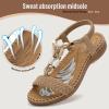imageLittleplum Women Sandals Arch Support Handmade Bohemian Braided Flat Sandals Comfort Walking Beach Ankle Elastic Summer ShoesTrendy Apricot