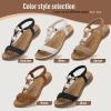 imageLittleplum Women Sandals Arch Support Handmade Bohemian Braided Flat Sandals Comfort Walking Beach Ankle Elastic Summer ShoesTrendy Apricot