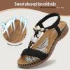 imageLittleplum Women Sandals Arch Support Handmade Bohemian Braided Flat Sandals Comfort Walking Beach Ankle Elastic Summer ShoesTrendy Black