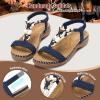 imageLittleplum Women Sandals Arch Support Handmade Bohemian Braided Flat Sandals Comfort Walking Beach Ankle Elastic Summer ShoesTrendy Blue