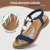imageLittleplum Women Sandals Arch Support Handmade Bohemian Braided Flat Sandals Comfort Walking Beach Ankle Elastic Summer ShoesTrendy Blue