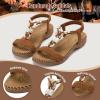 imageLittleplum Women Sandals Arch Support Handmade Bohemian Braided Flat Sandals Comfort Walking Beach Ankle Elastic Summer ShoesTrendy Brown
