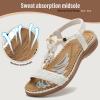 imageLittleplum Women Sandals Arch Support Handmade Bohemian Braided Flat Sandals Comfort Walking Beach Ankle Elastic Summer ShoesTrendy White