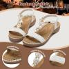 imageLittleplum Women Sandals Arch Support Handmade Bohemian Braided Flat Sandals Comfort Walking Beach Ankle Elastic Summer ShoesTrendy White