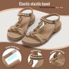 imageLittleplum Womens Sandals Comfort Arch Support Sandals Summer Walking Shoes Casual Ankle Elastic Flip Flops ShoesChic Apricot