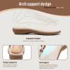 imageLittleplum Womens Sandals Comfort Arch Support Sandals Summer Walking Shoes Casual Ankle Elastic Flip Flops ShoesChic Cream White