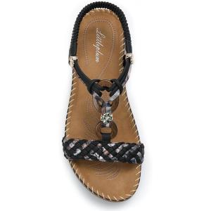 imageLittleplum Women Sandals Arch Support Handmade Bohemian Braided Flat Sandals Comfort Walking Beach Ankle Elastic Summer ShoesFashion Black