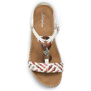imageLittleplum Women Sandals Arch Support Handmade Bohemian Braided Flat Sandals Comfort Walking Beach Ankle Elastic Summer ShoesFashion White