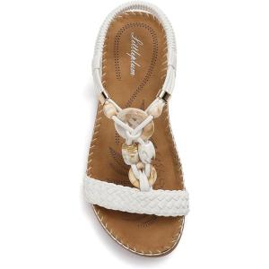 imageLittleplum Women Sandals Arch Support Handmade Bohemian Braided Flat Sandals Comfort Walking Beach Ankle Elastic Summer ShoesTrendy White