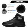 imageASHION Kids Basketball Shoes Boys Girls Sneakers MidTop Lace Up Cushion Anti Slip Athletic Outdoor Sport Shoes for UnisexChildBlack