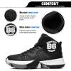 imageASHION Kids Basketball Shoes Boys Girls Sneakers MidTop Lace Up Cushion Anti Slip Athletic Outdoor Sport Shoes for UnisexChildBlack Silver