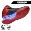 imageASHION Kids Basketball Shoes Boys Girls Sneakers MidTop Lace Up Cushion Anti Slip Athletic Outdoor Sport Shoes for UnisexChildBlackRed