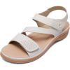 imageLittleplum Womens Sandals Arch Support  Comfortable Flat Sandals for Women Summer Breathable Adjustable Orthotic Walking Shoes for BeachTravelFashion Cream White