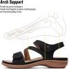 imageLittleplum Womens Sandals Arch Support  Comfortable Flat Sandals for Women Summer Breathable Adjustable Orthotic Walking Shoes for BeachTravelFashion Black